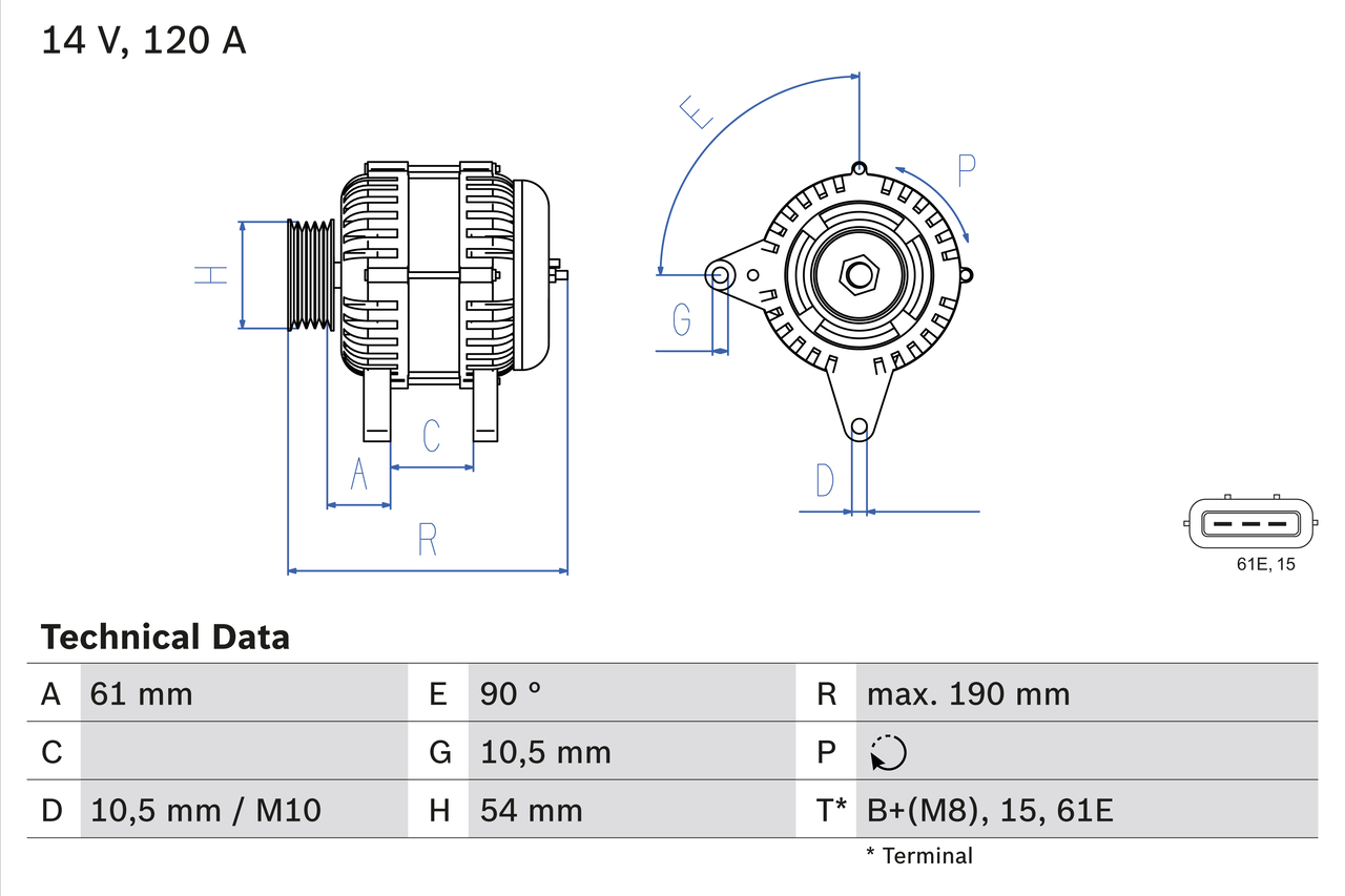 BOSCH 0 986 044 841 Alternatore