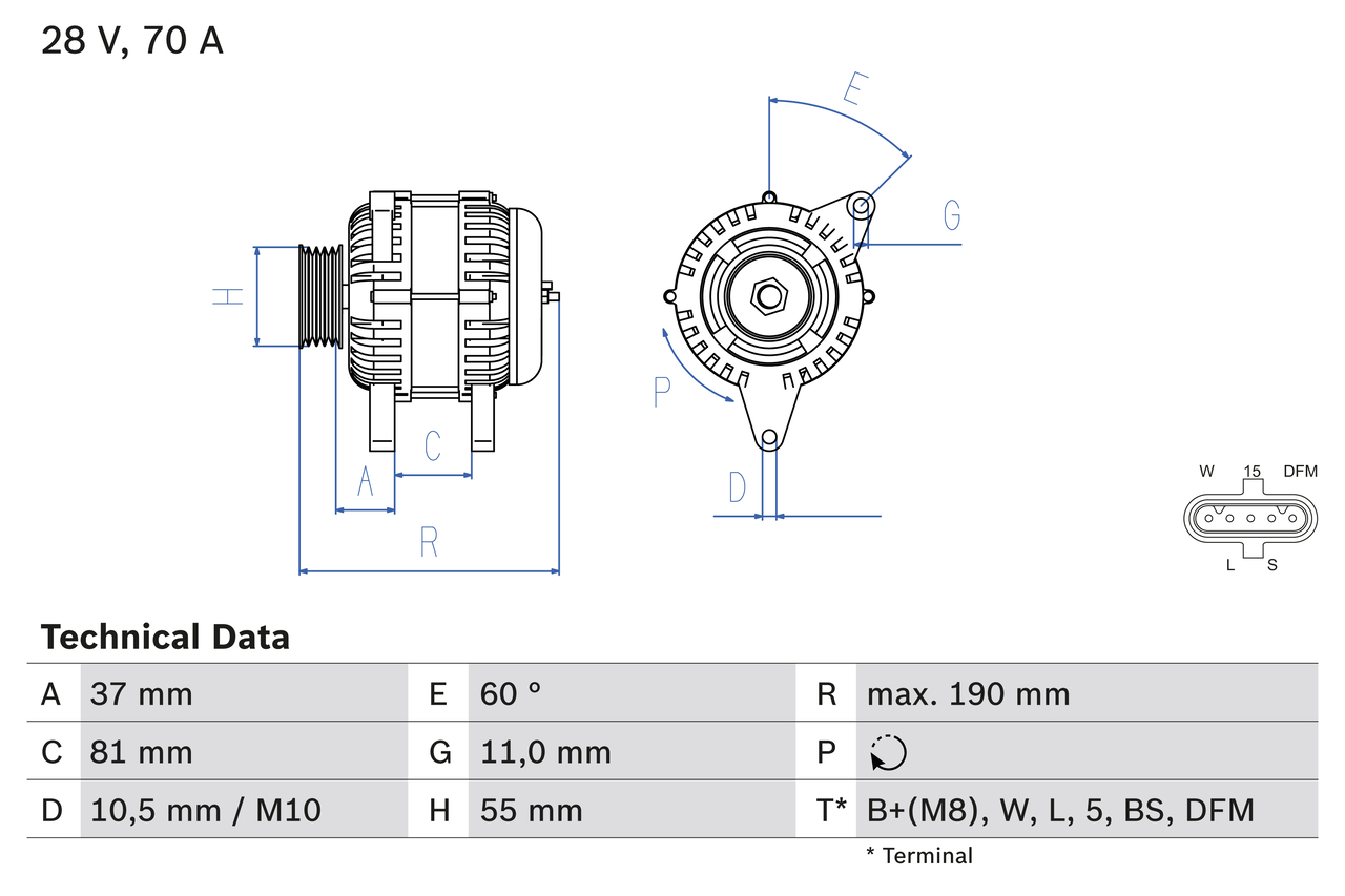 BOSCH 0 986 045 160 Alternatore