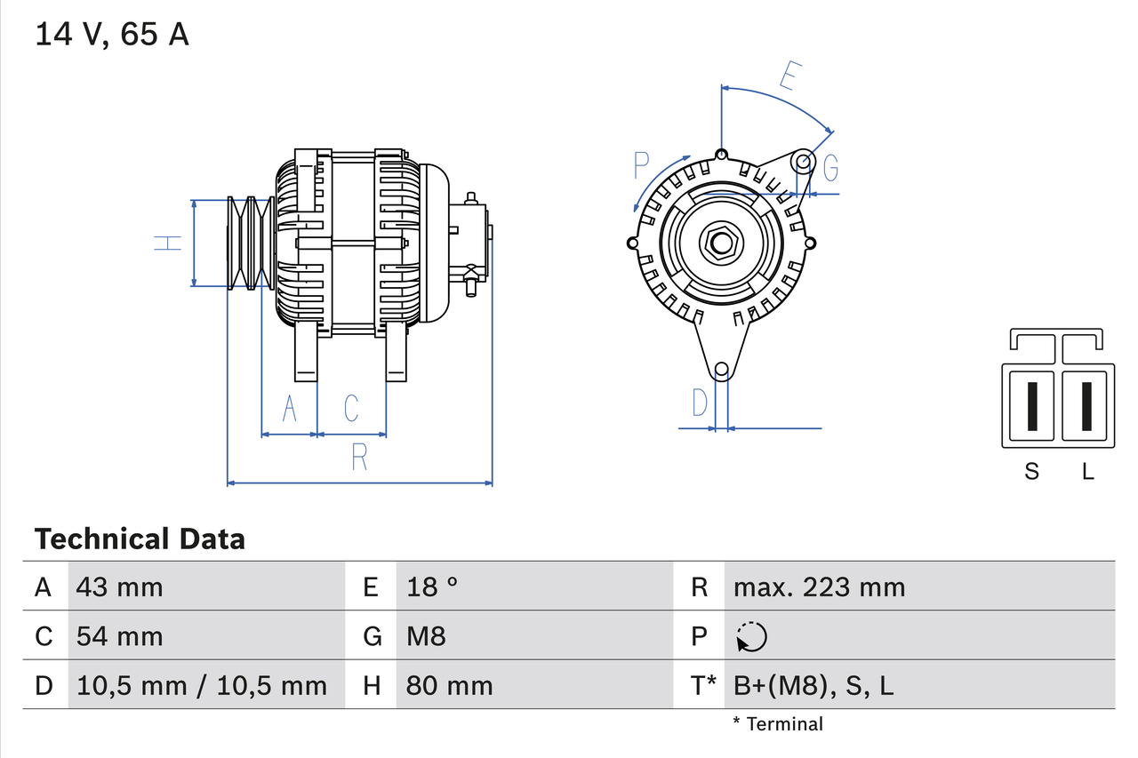 BOSCH 0 986 045 561 Γεννήτρια for MITSUBISHI