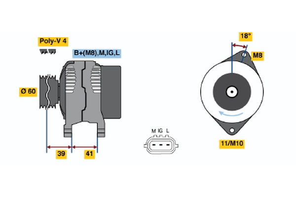 BOSCH 0 986 045 811 Alternatore