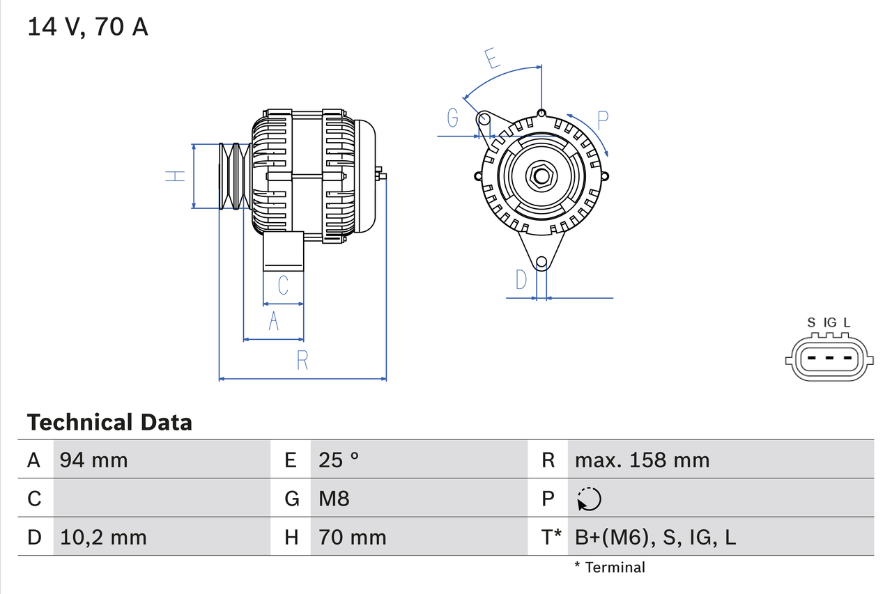 BOSCH 0 986 045 891 Alternatore