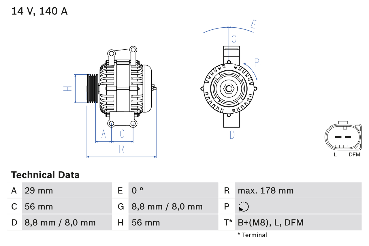 BOSCH 0 986 046 180 Alternatore