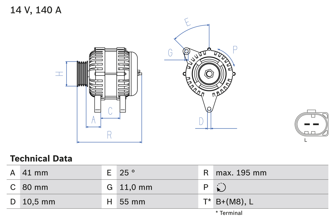 BOSCH 0 986 046 210 Alternatore