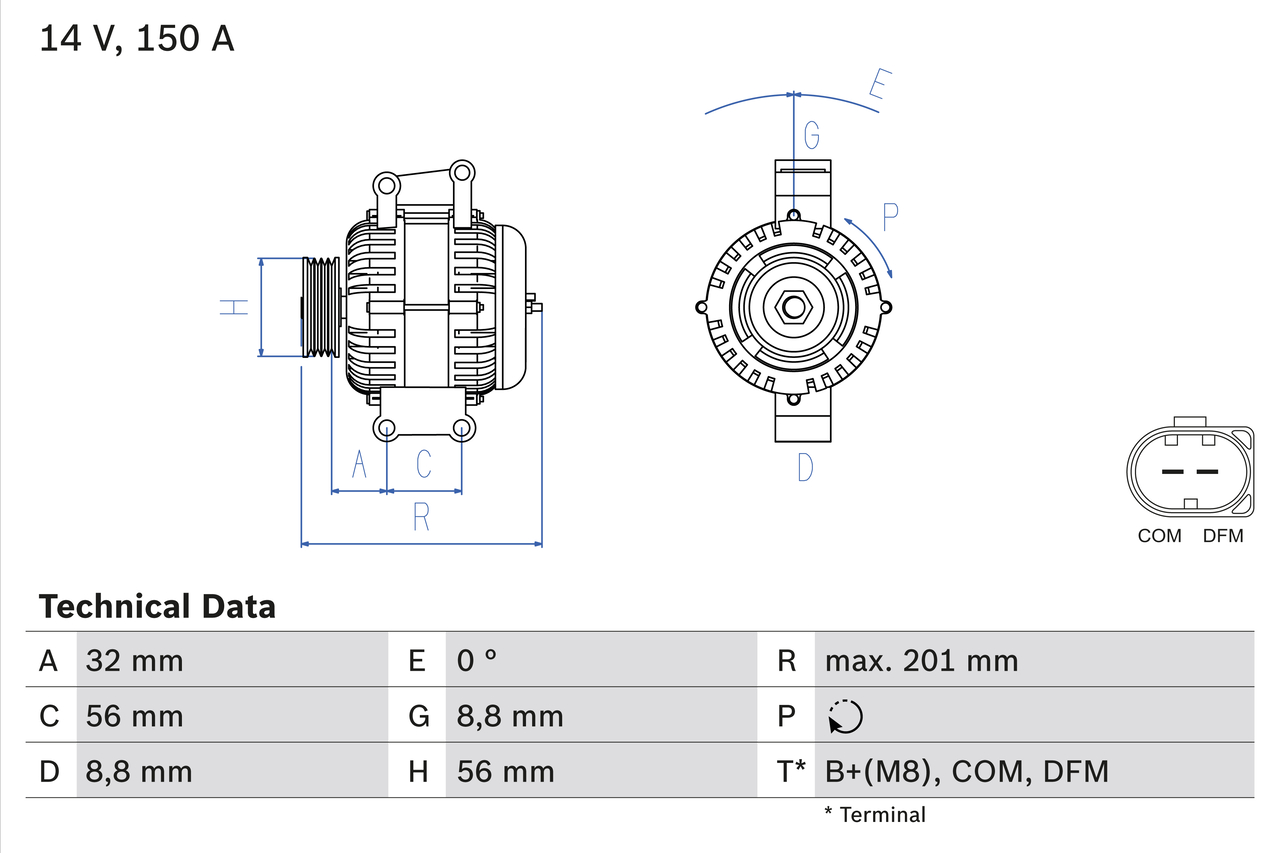 BOSCH 0 986 046 300 Alternatore