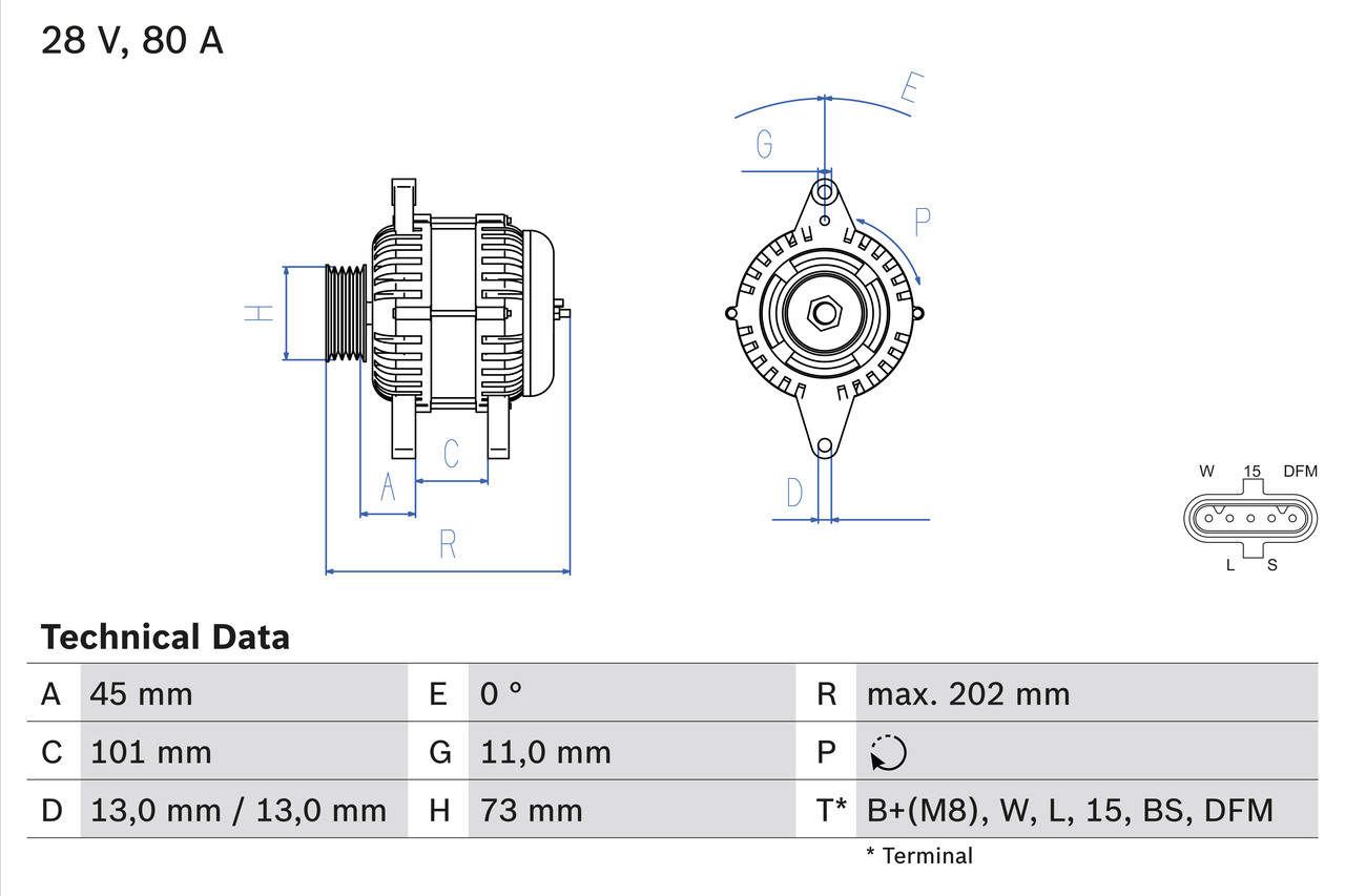 BOSCH 0 986 047 440 Alternatore