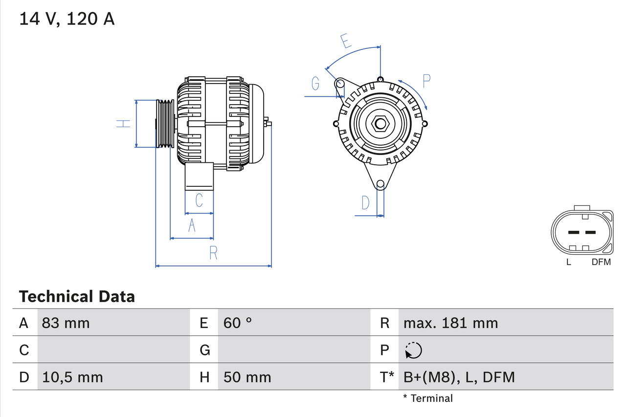 BOSCH 0 986 047 540 Alternatore