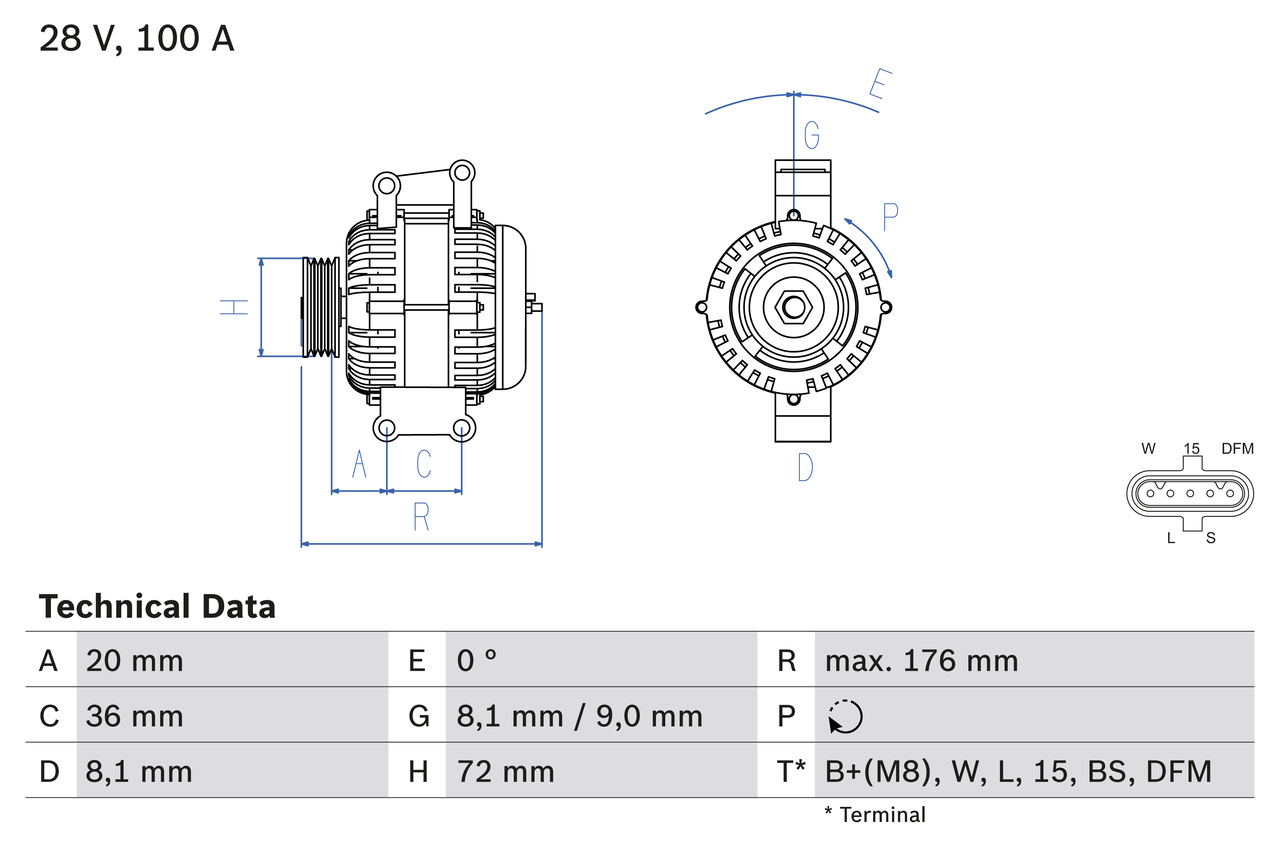 BOSCH 0 986 047 820 Alternatore