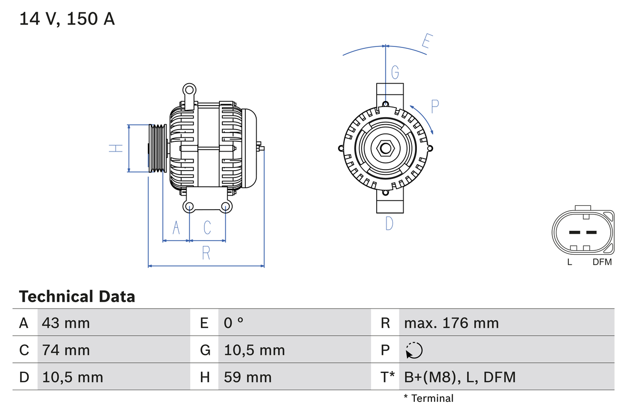 BOSCH 0 986 047 910 Alternatore