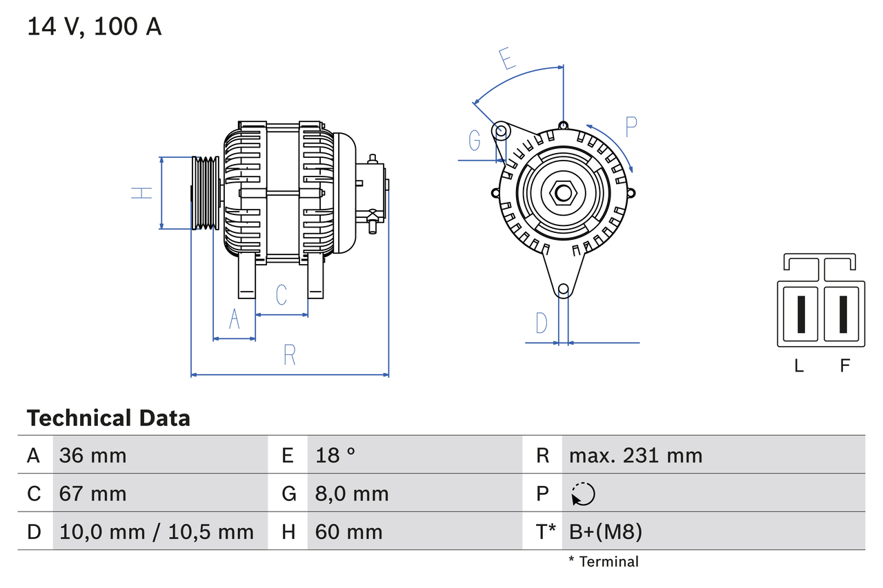 BOSCH 0 986 048 320 Alternatore