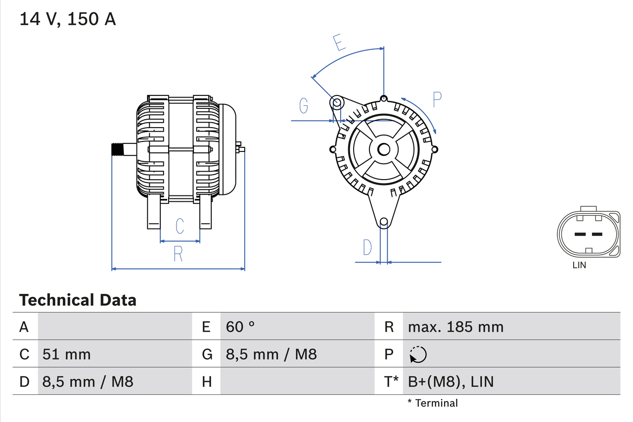 BOSCH 0 986 048 380 Alternatore