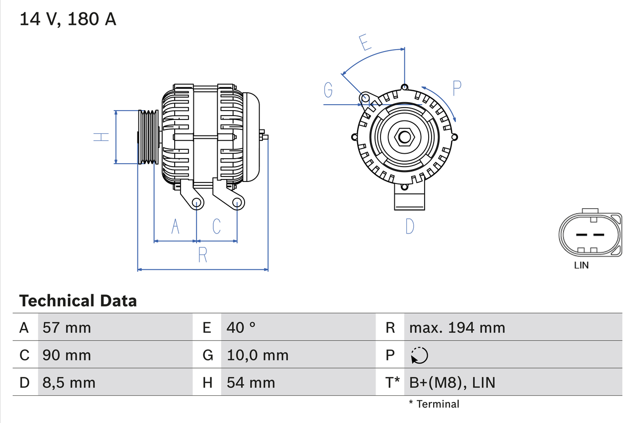 BOSCH 0 986 048 400 Alternatore