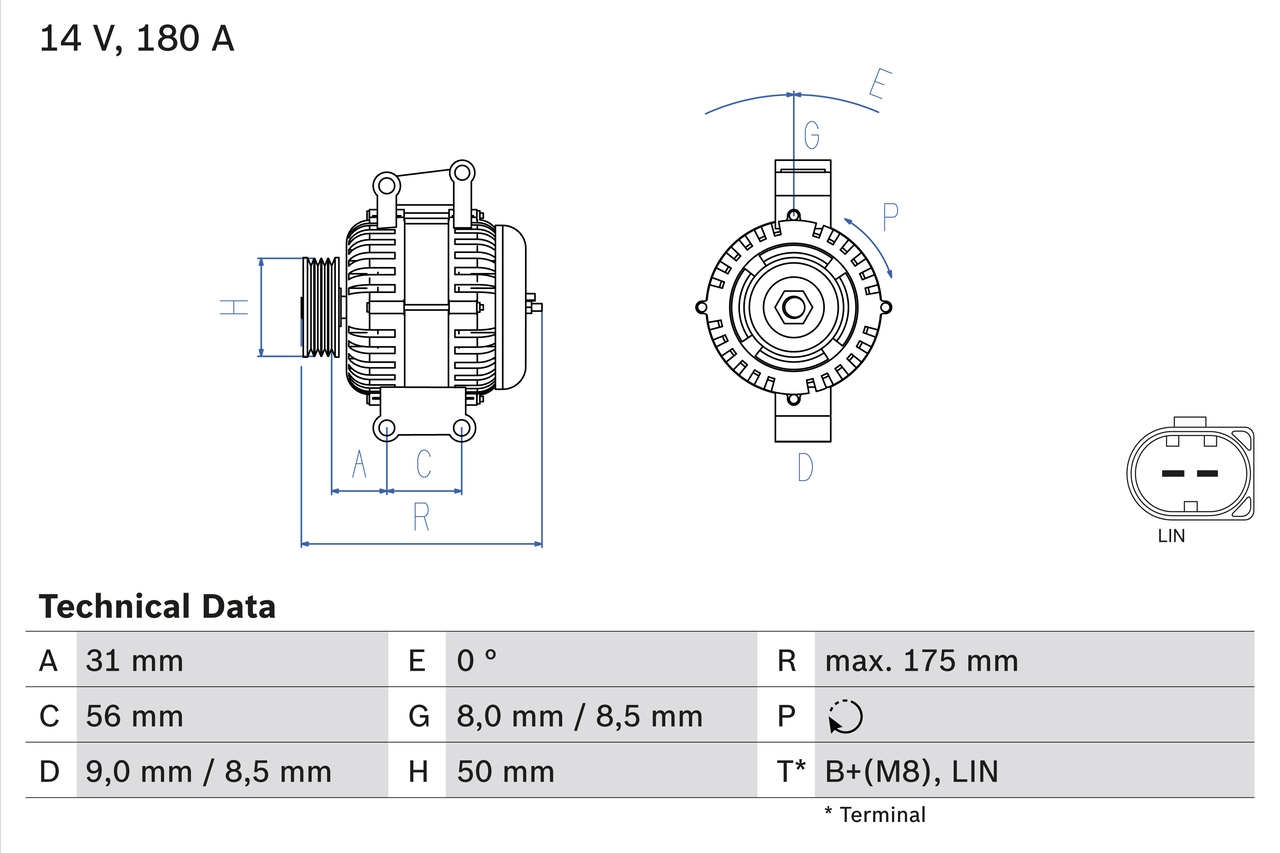 BOSCH 0 986 048 450 Alternatore