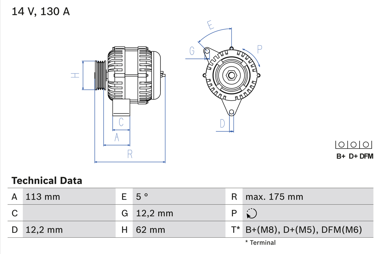 BOSCH 0 986 048 801 Alternatore