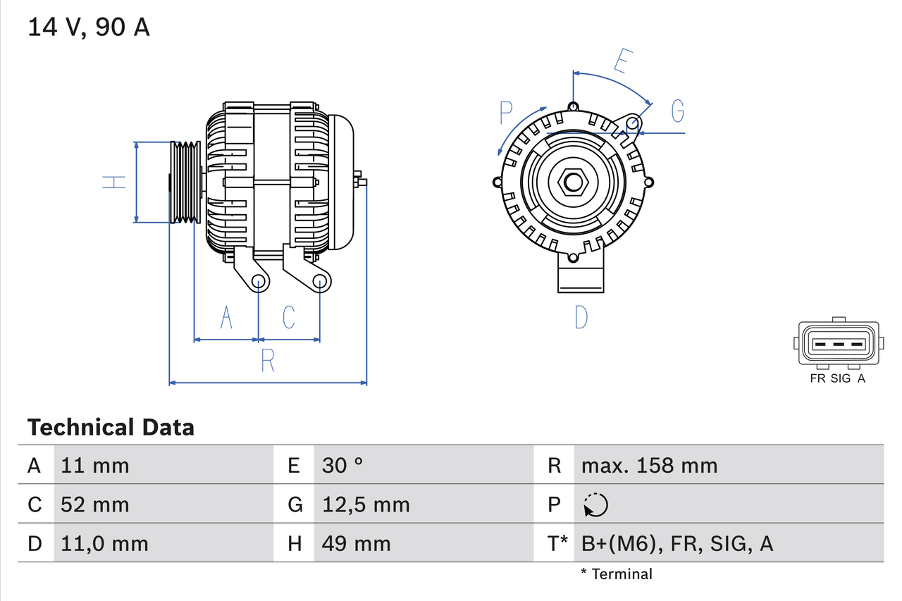 BOSCH 0 986 049 121 Alternatore