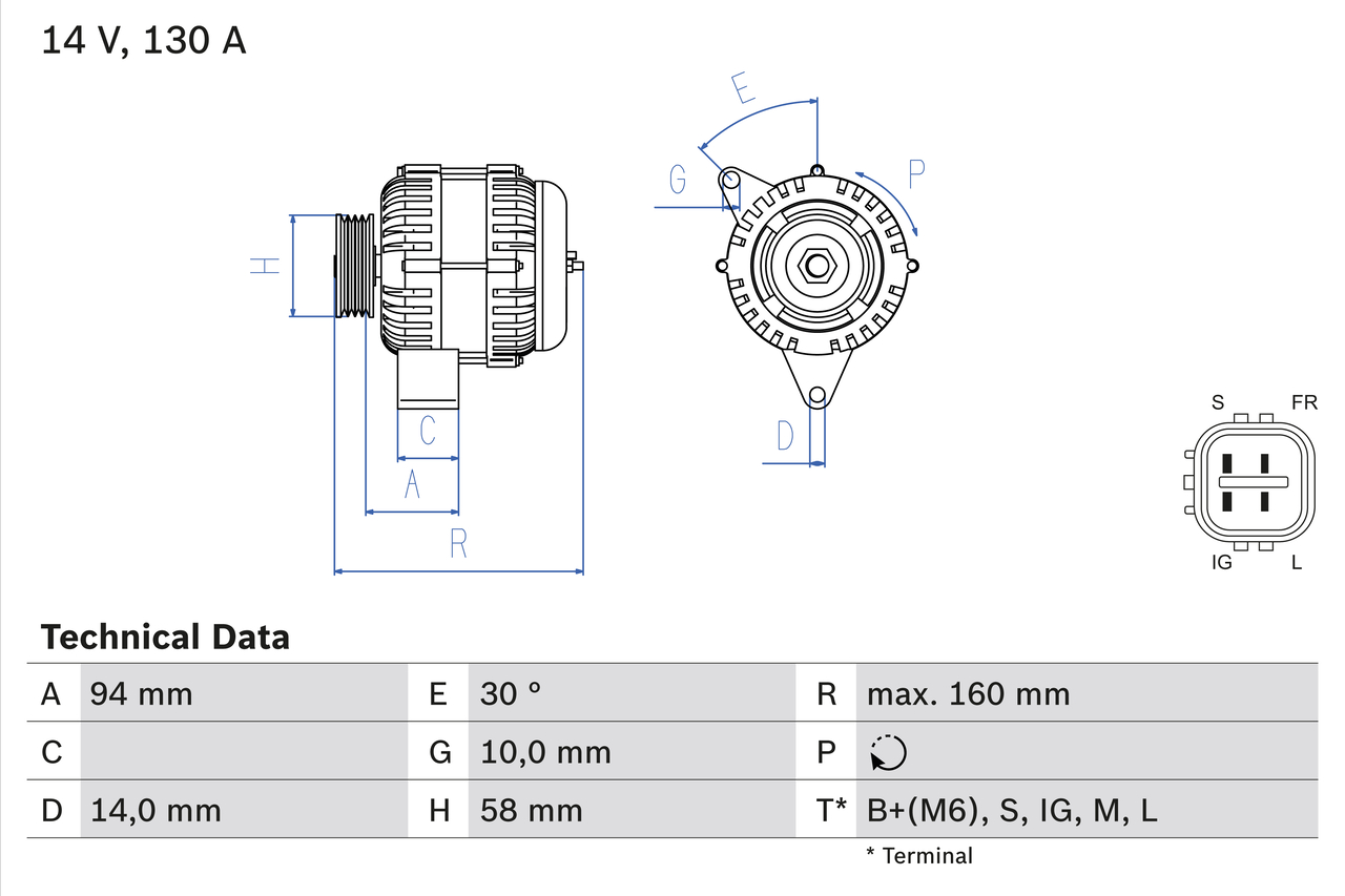 BOSCH 0 986 049 221 Alternatore