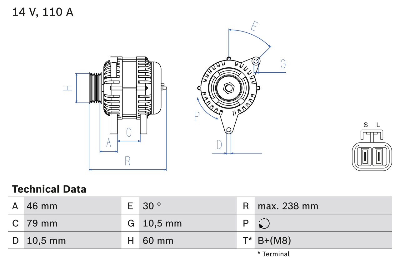 BOSCH 0 986 049 500 Alternatore