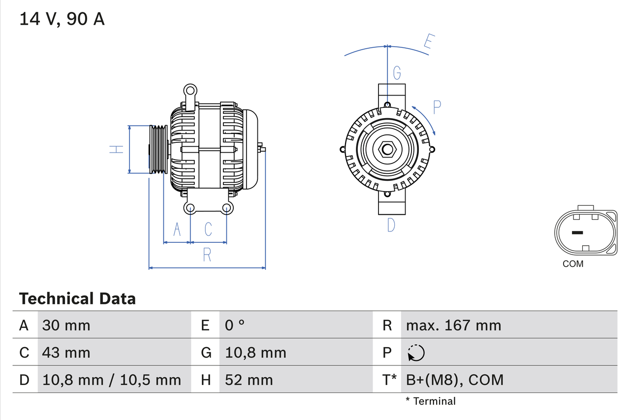 BOSCH 0 986 080 500 Alternator for MERCEDES-BENZ