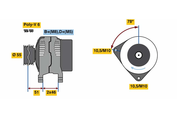 BOSCH 0 986 080 530 Alternatore-Alternatore-Ricambi Euro