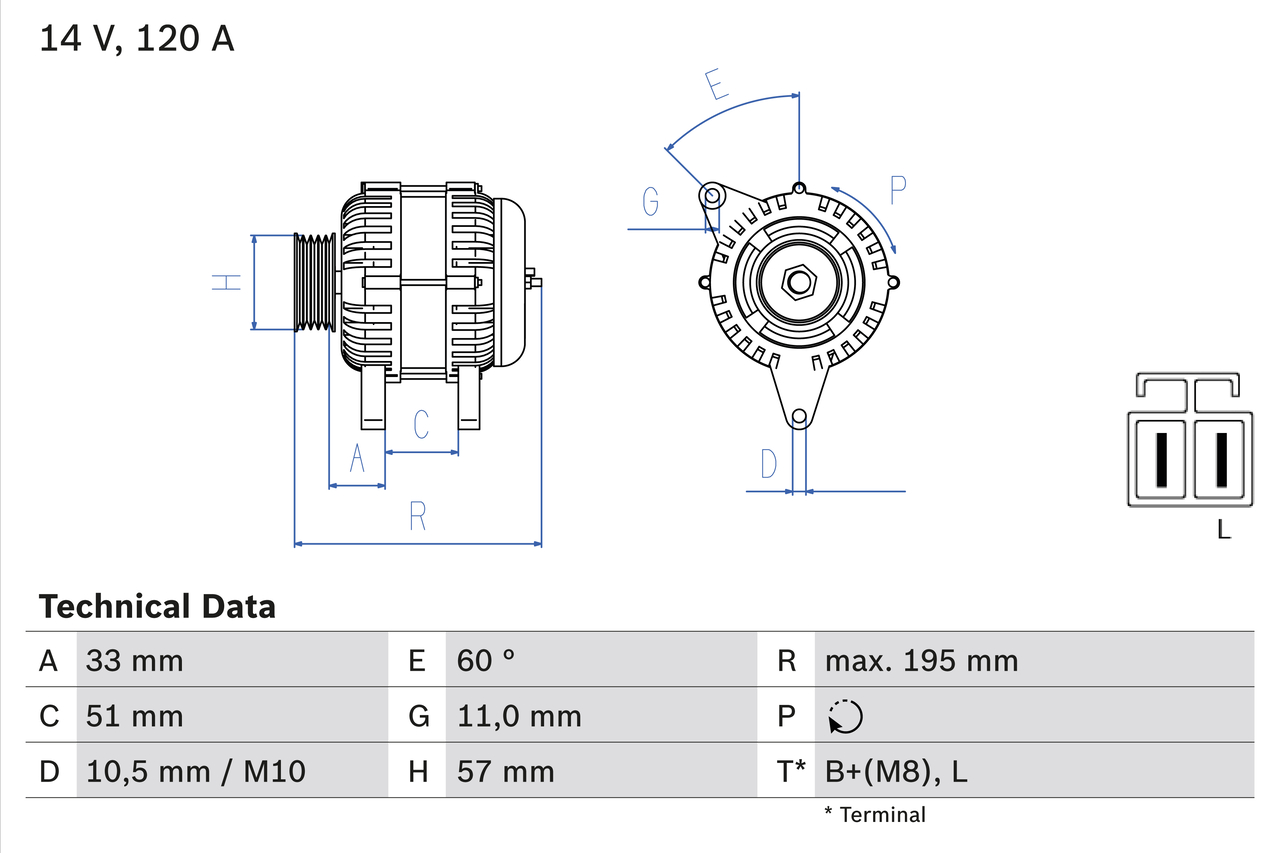 BOSCH 0 986 081 060 Alternatore