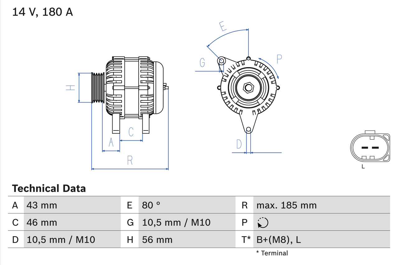 BOSCH 0 986 081 390 Alternatore