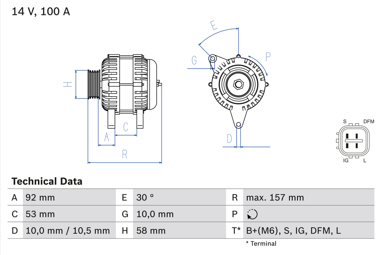 BOSCH 0 986 082 030 Alternatore