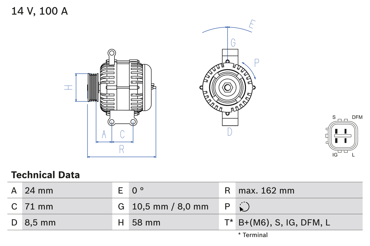 BOSCH 0 986 082 080 Alternatore