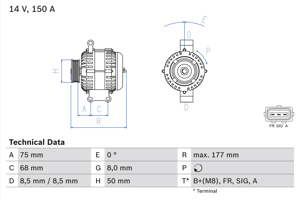 BOSCH 0 986 082 590 Alternatore