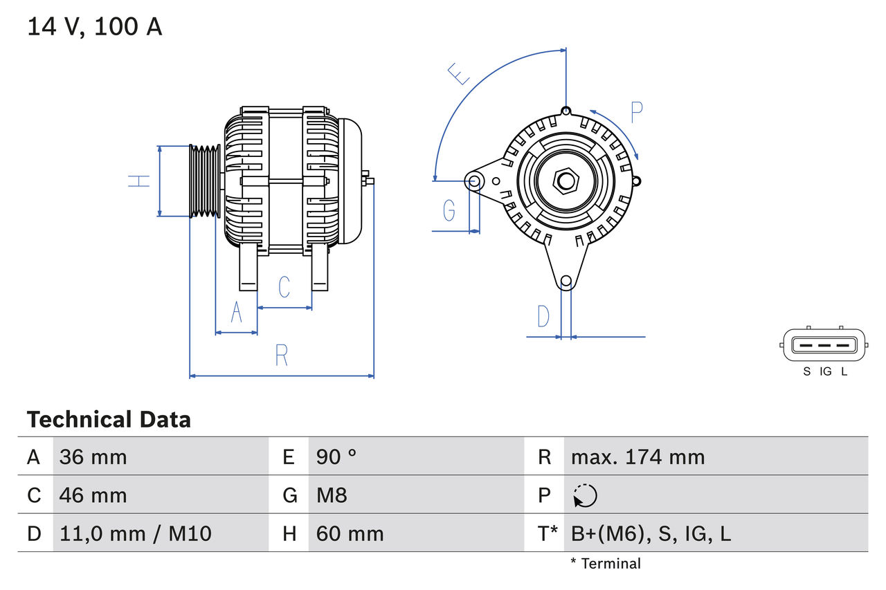 BOSCH 0 986 082 760 Alternatore