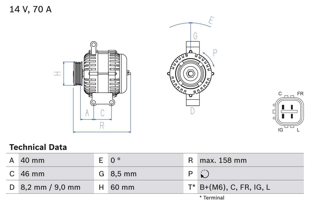 BOSCH 0 986 082 800 Alternatore