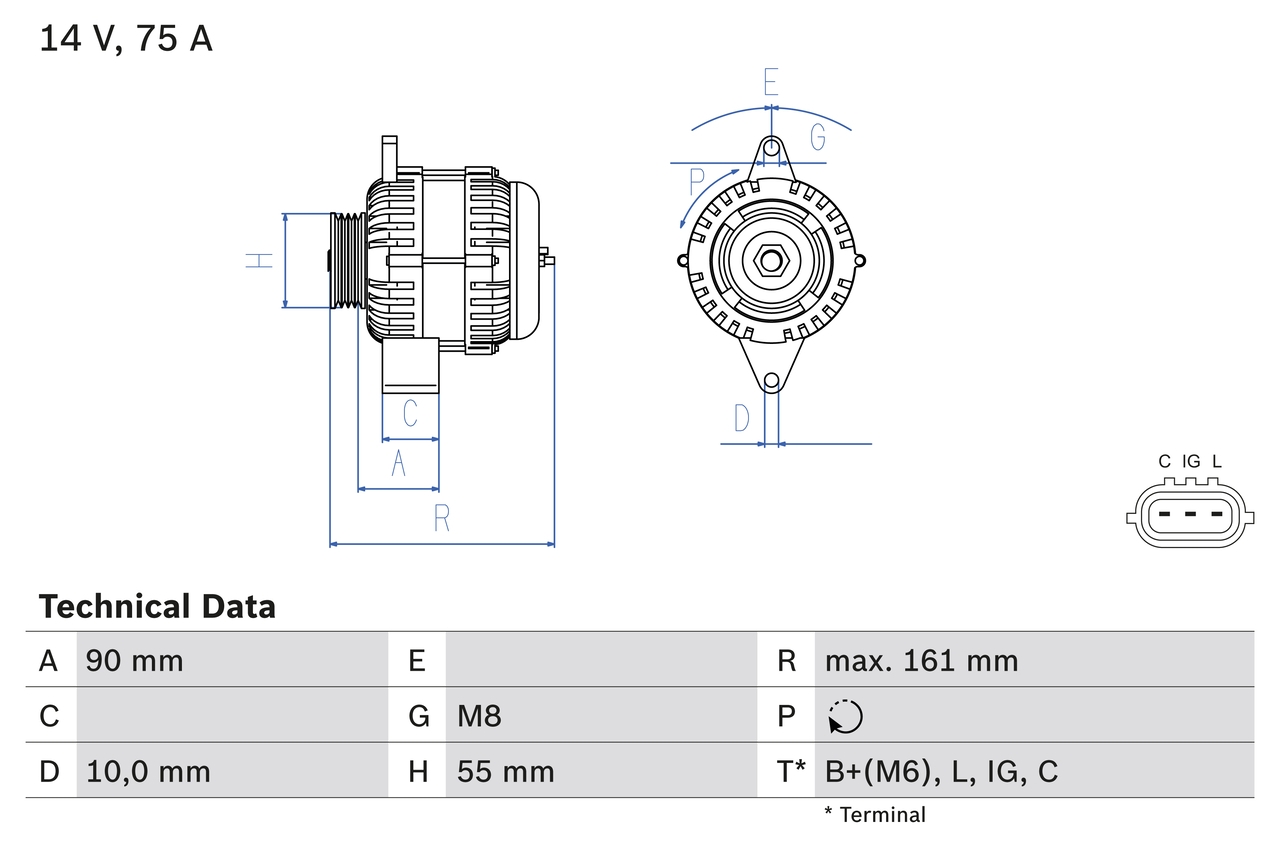 BOSCH 0 986 082 900 Alternatore