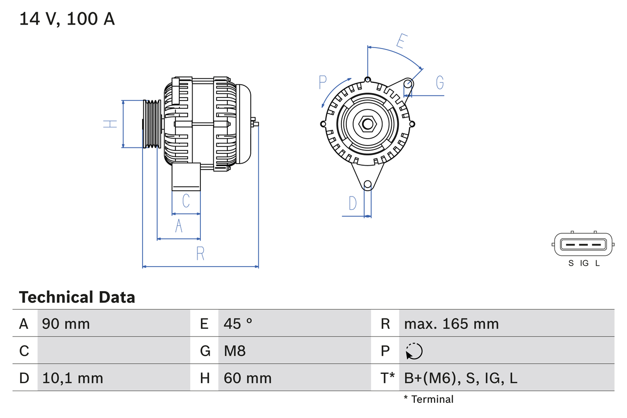 BOSCH 0 986 084 390 Alternatore