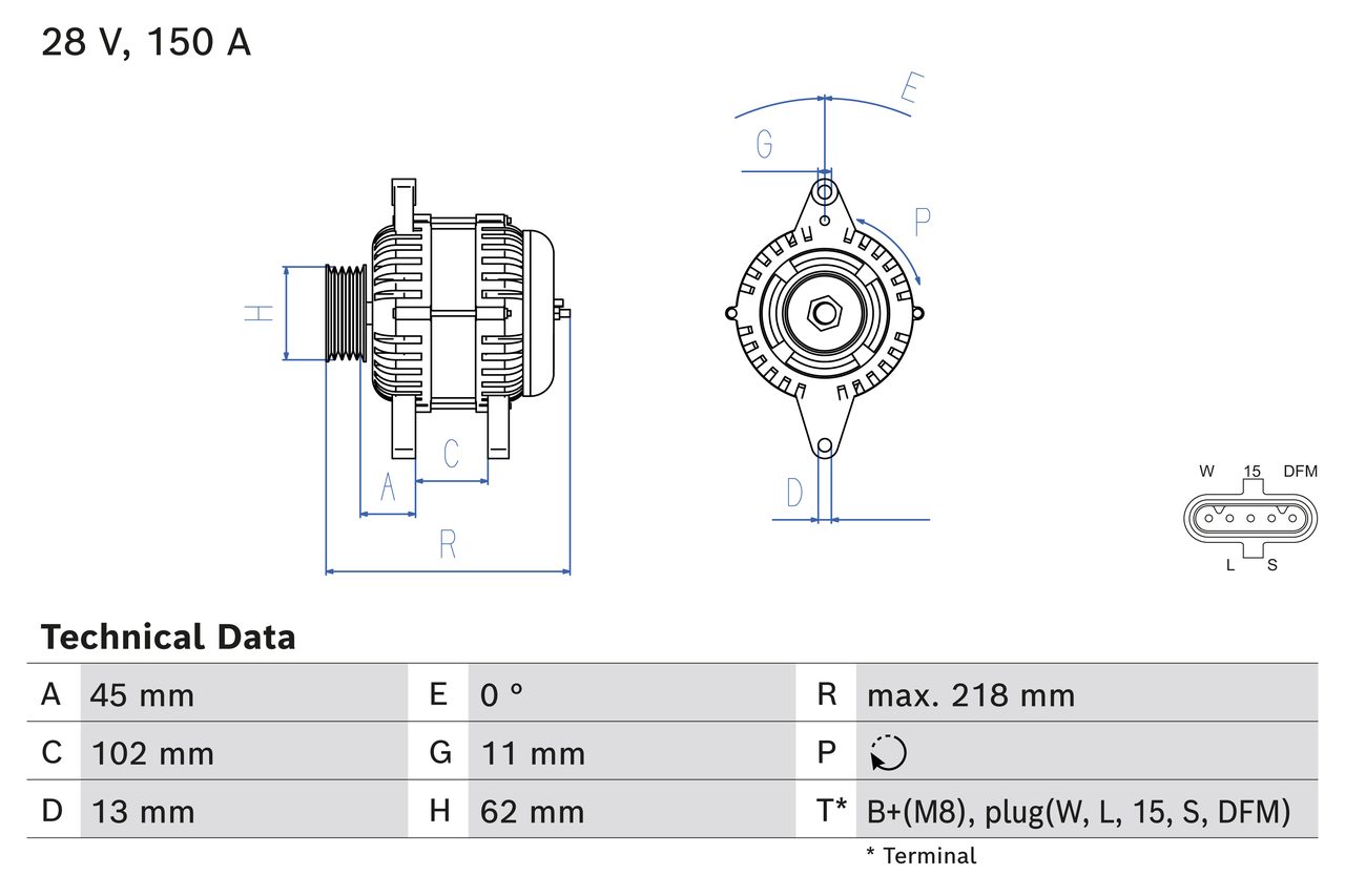 BOSCH 0 986 085 290 Alternatore