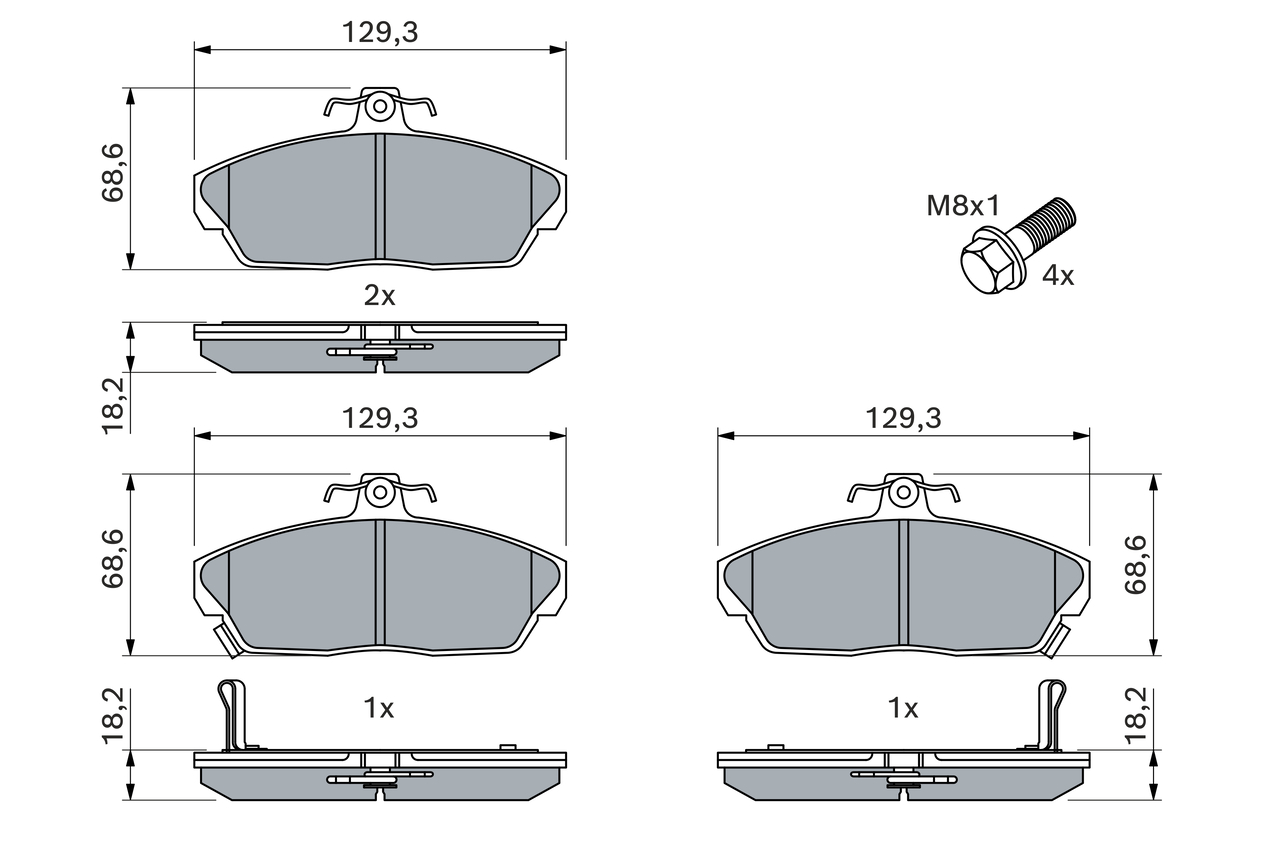 BOSCH 0 986 424 214 Kit pastiglie freno, Freno a disco-Kit pastiglie freno, Freno a disco-Ricambi Euro