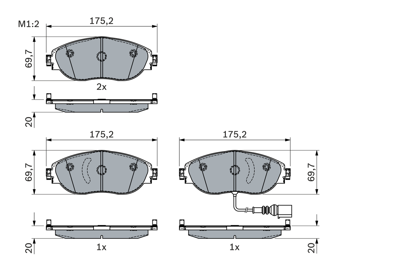 BOSCH 0 986 424 285 Kit pastiglie freno, Freno a disco-Kit pastiglie freno, Freno a disco-Ricambi Euro