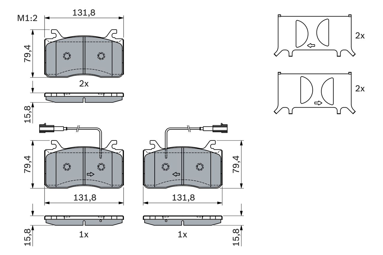 BOSCH 0 986 424 390 Kit pastiglie freno, Freno a disco