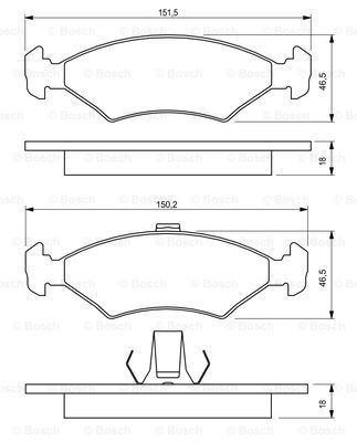 BOSCH 0 986 424 462 Kit pastiglie freno, Freno a disco-Kit pastiglie freno, Freno a disco-Ricambi Euro