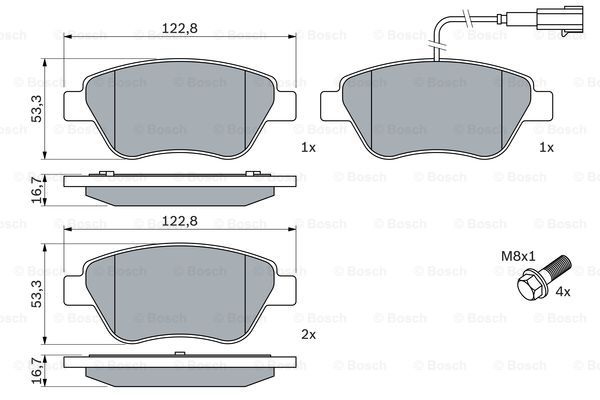 BOSCH 0 986 424 597 Kit pastiglie freno, Freno a disco