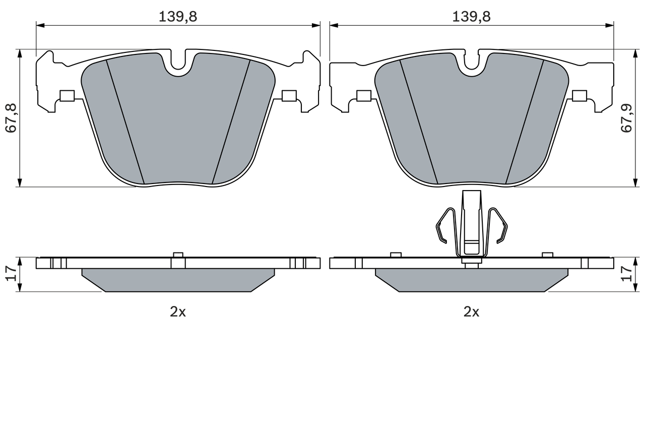 BOSCH 0 986 424 612 Kit pastiglie freno, Freno a disco-Kit pastiglie freno, Freno a disco-Ricambi Euro