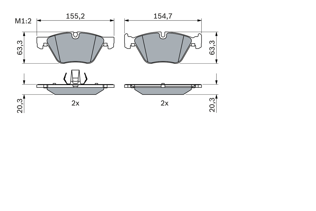 BOSCH 0 986 424 621 Kit pastiglie freno, Freno a disco