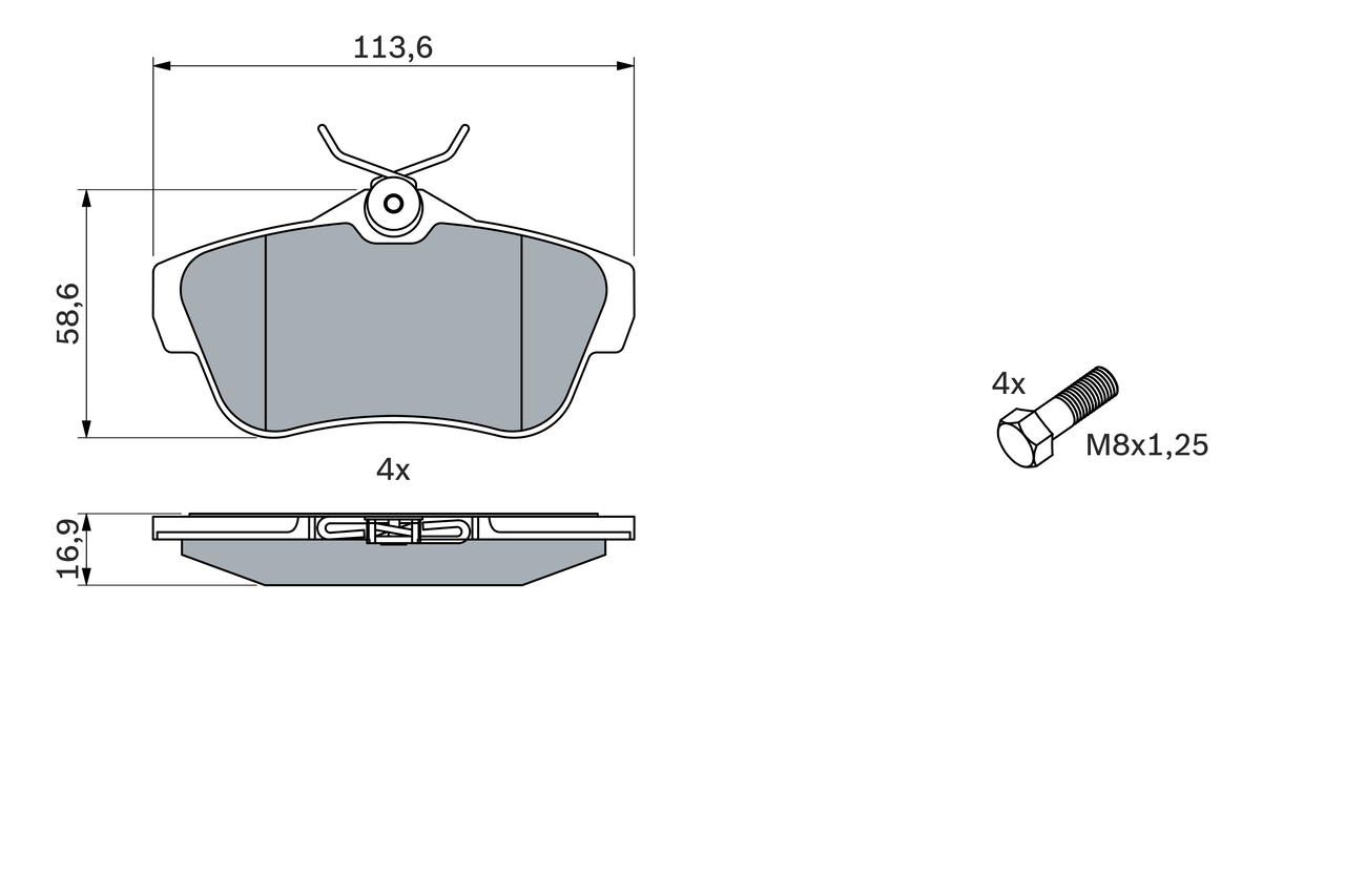 BOSCH 0 986 424 625 Kit pastiglie freno, Freno a disco