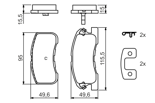 BOSCH 0 986 424 697 Kit pastiglie freno, Freno a disco