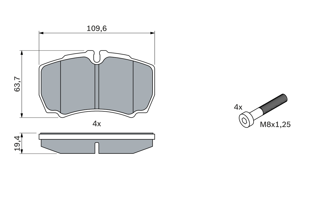 BOSCH 0 986 424 750 Kit pastiglie freno, Freno a disco-Kit pastiglie freno, Freno a disco-Ricambi Euro