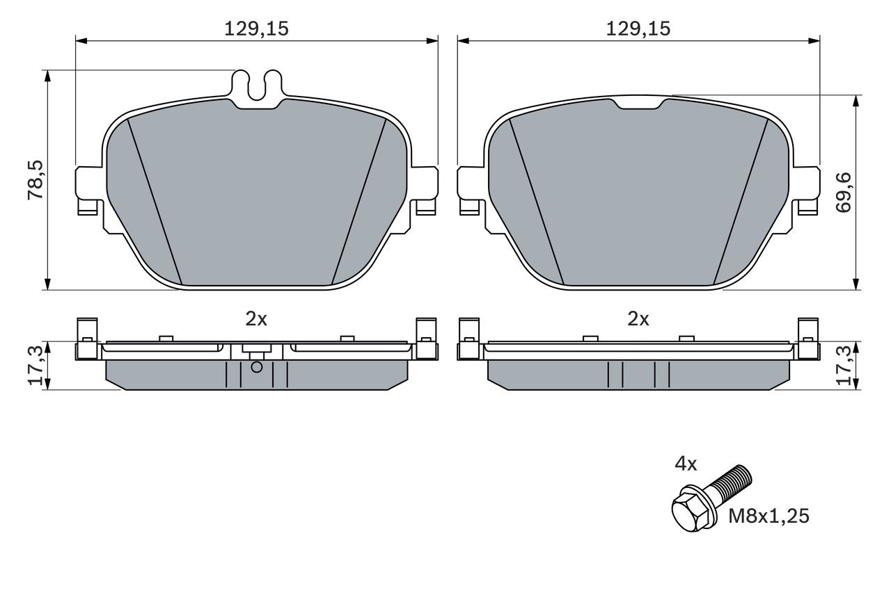 BOSCH 0 986 424 858 Kit pastiglie freno, Freno a disco