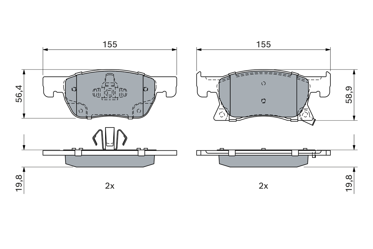 BOSCH 0 986 424 989 Bremsbelagsatz, Scheibenbremse