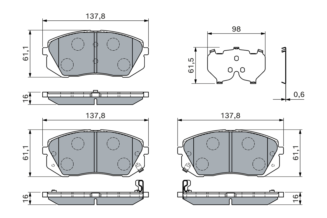 BOSCH 0 986 460 121 Bremsbelagsatz, Scheibenbremse