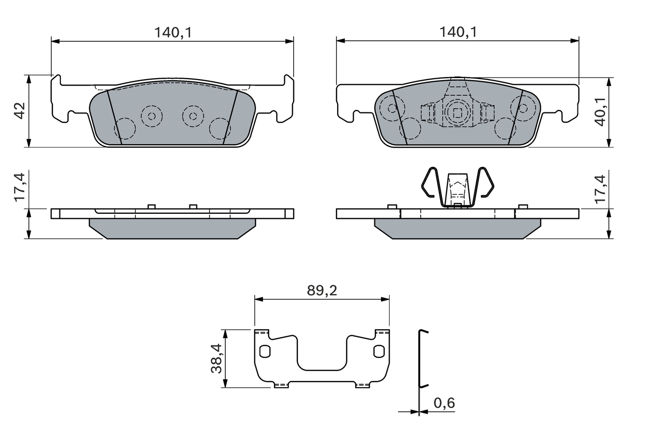 BOSCH 0 986 460 125 Bremsbelagsatz, Scheibenbremse