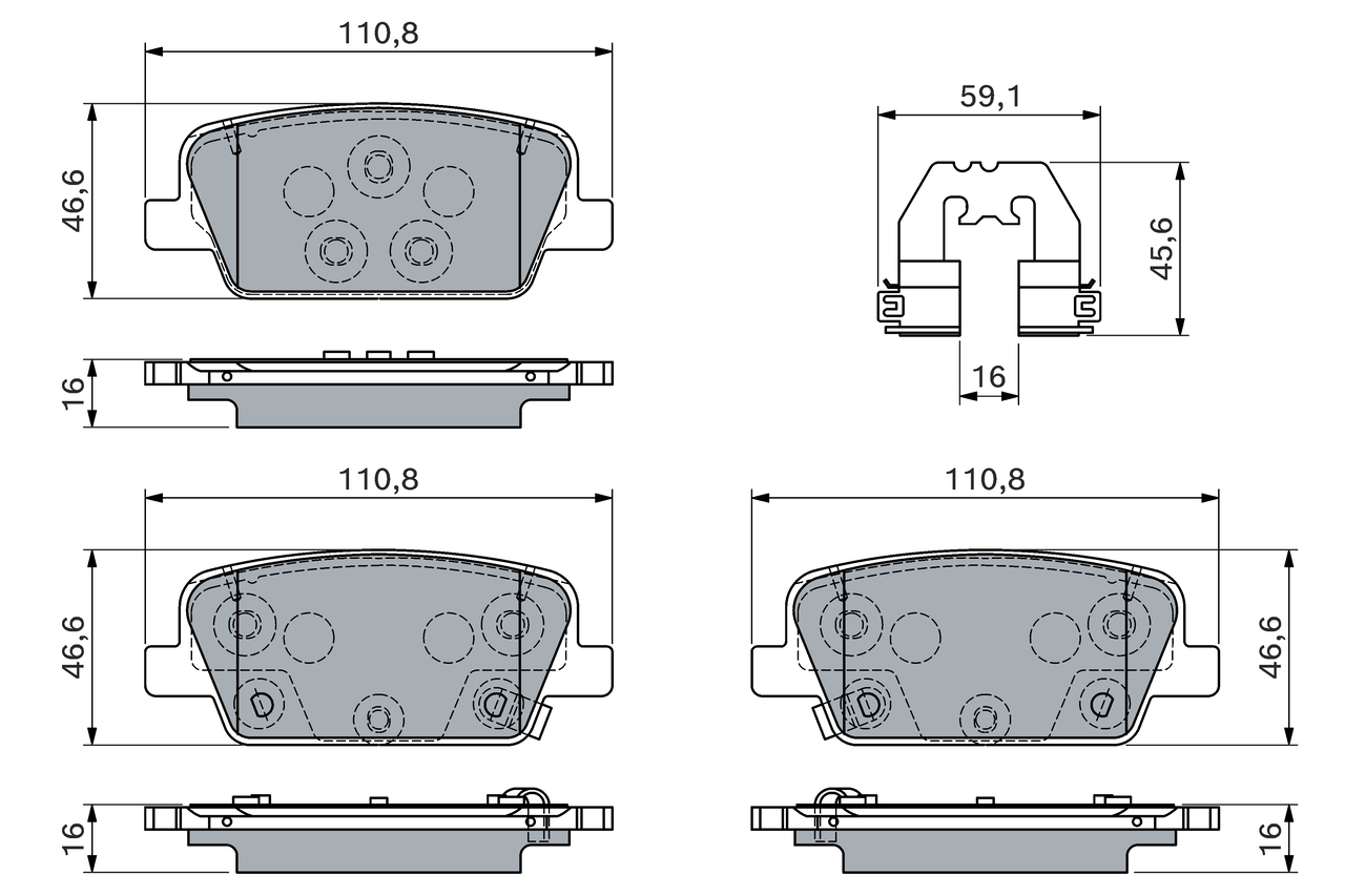 BOSCH 0 986 460 153 Bremsbelagsatz, Scheibenbremse