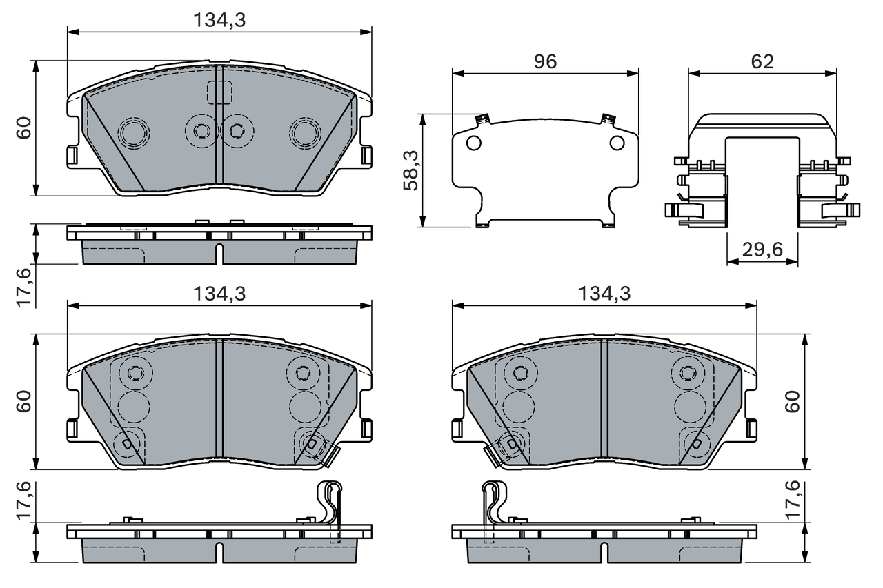 BOSCH 0 986 460 155 Bremsbelagsatz, Scheibenbremse