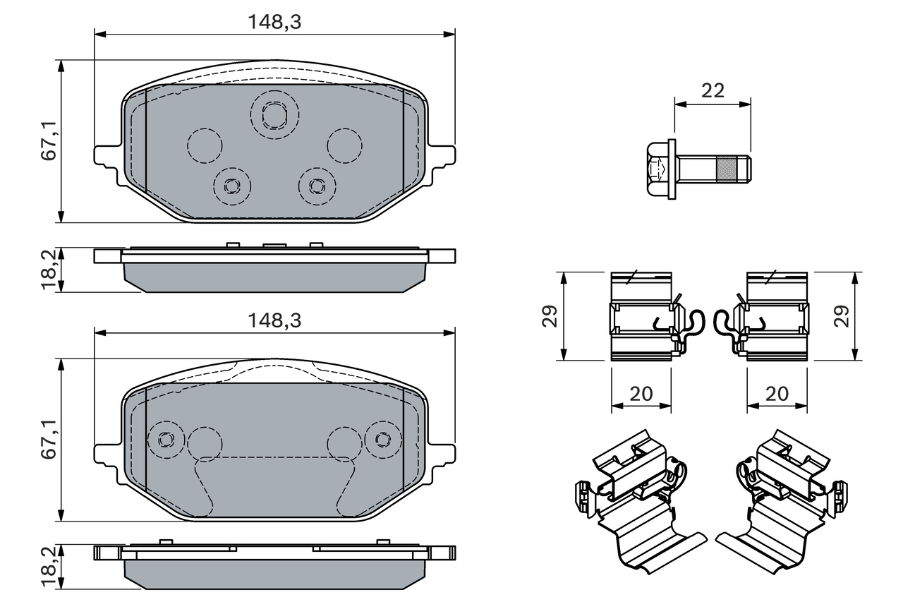 BOSCH 0 986 460 165 Bremsbelagsatz, Scheibenbremse