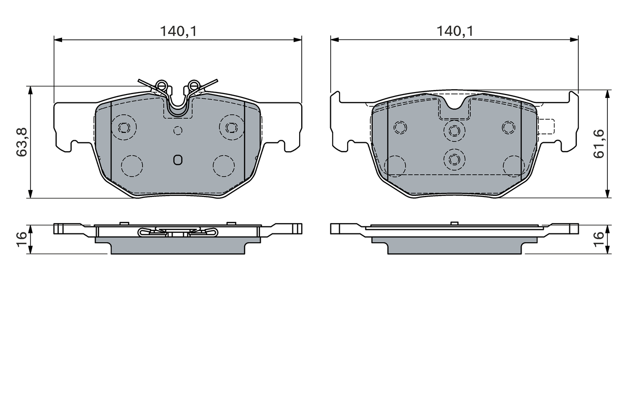 BOSCH 0 986 460 166 Bremsbelagsatz, Scheibenbremse